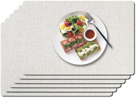 Vinyl Placemats Set of 6-12×17.7 Inch Waterproof & Heattable