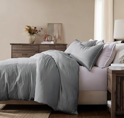 WDCOZY Grey King Size Jacquard Duvet Cover Set with Zipper Closure