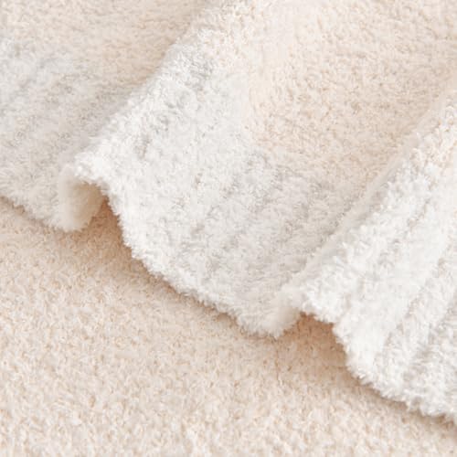 Chunky Knit Boucle Throw Blanket, Soft Washable Coastal Blanket for