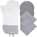 Extra Long Oven Mitts and Potholders 6Pcs Set, 500°F Heat Resistant