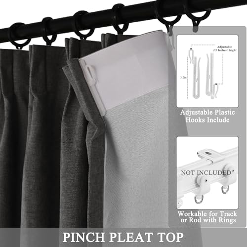 Fcosie Total Blackout Thermal Curtains 84 Inches Long Chenille Pinch
