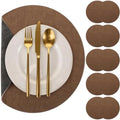 Mifoci Placemats Set of 10 Round Faux Leather Placemats Dual-Sided