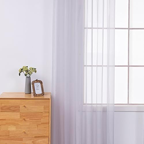 BOYOUTH Solid Color Sheer Voile Curtains,Grommets Window Gauze for
