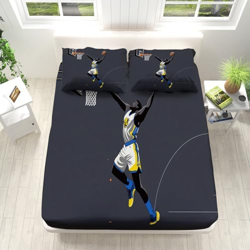 Ultra Soft Twin XL Fitted Sheet - Gray Player Dunks 4 Piece Bedding