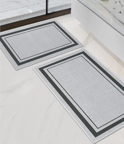 chakme 2 Piece Bathroom Rug Set, Ultra Thin Bath Mat, Quick Dry
