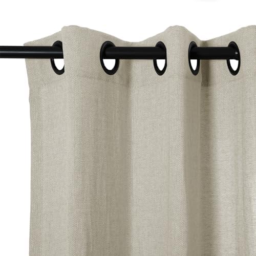 TWOPAGES Biscuit Linen Cotton Herringbone Grommet Curtain,52Wx108L,1