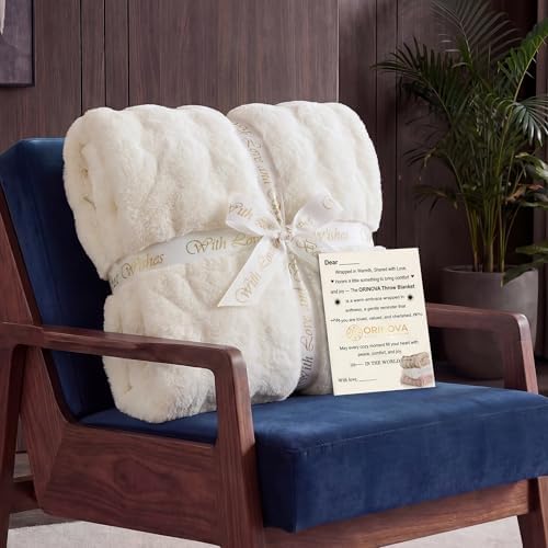 ORINOVA Light Beige Fluffy Blanket King Size Faux Bunny Fur Fuzzy