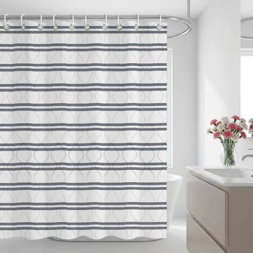 Modern Minimalist Geometric Wave Shower Curtain - Waterproof Polyester