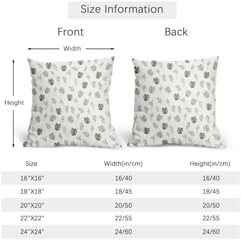 Sage Green Spring Pillow Covers 22x22 Set of 2 Leaf Throw Pillow
