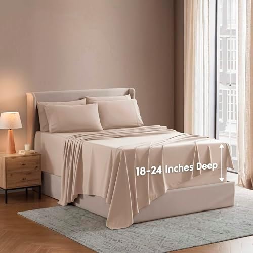 Nestl Extra Deep Cal King Sheet Set - 6 Piece Breathable & Cooling
