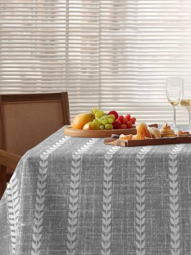 Light Grey Linen Rectangle Tablecloth 60 x 120 Inches Modern Farmhouse