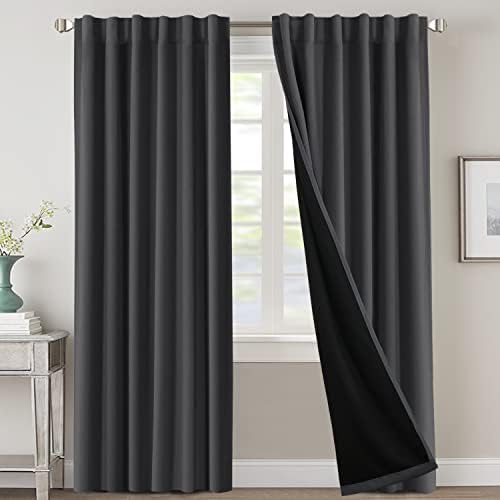 H.VERSAILTEX 100% Blackout Curtains for Bedroom with Black Liner Full