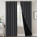 H.VERSAILTEX 100% Blackout Curtains for Bedroom with Black Liner Full