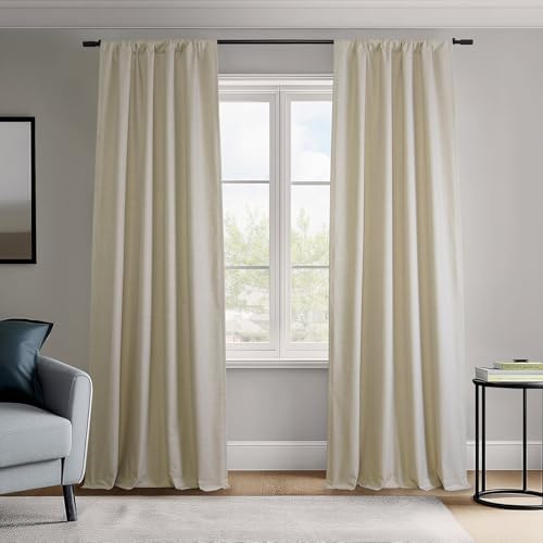 HPD Half Price Drapes Vienna Basic Linen 100% Blackout Curtains for