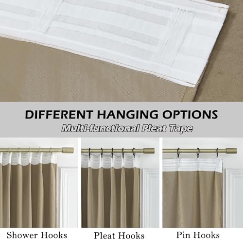 Timeper Taupe Blackout Back Tab Velvet Curtains 52x96 inches 2Pcs