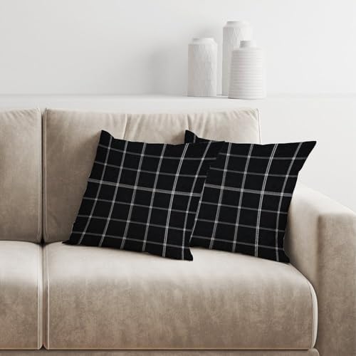 ArogGeld Chinoiserie Pillow Covers Set of 2 Black Buffalo Plaid Throw