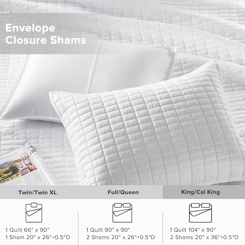 Comfort Spaces Kienna King Quilt Bedding Set 3 Piece, 104"x90" White
