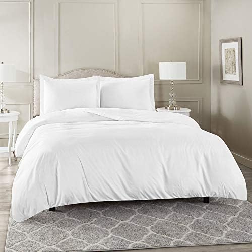 Duvet Cover-White Duvet Cover Queen Size With Button Closure, 100%