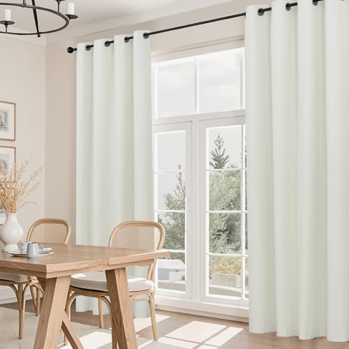 Mrs.Naturall Ivory Blackout Curtains 96 Inches Long for Bedroom