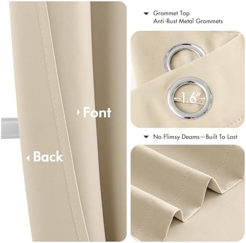 MIULEE Blackout Curtains for Bedroom 2 Panels 40 x 84 Inch Long Cream