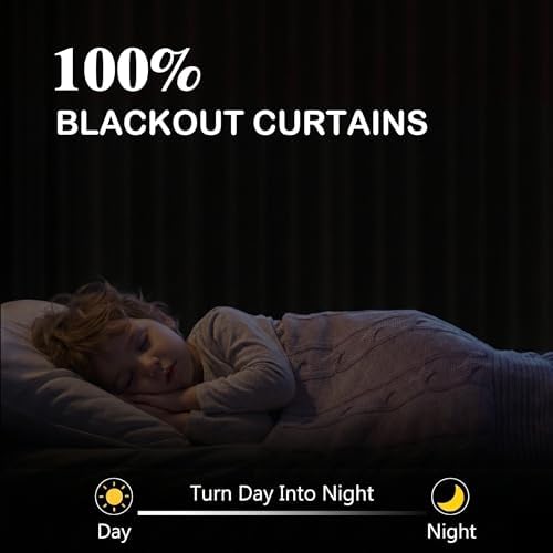 Miss SELETEX Grey Blackout Curtains for Bedroom 100 Percent Light
