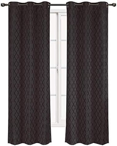 Royal Hotel Blackout Curtains 42 x 96, Jacquard, 2 Panels, Charcoal