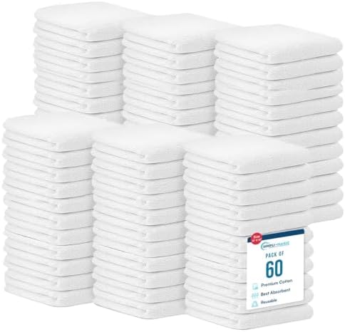 Simpli-Magic Cotton Terry Towels 14"x17" (60 Pack) – Highly Absorbent