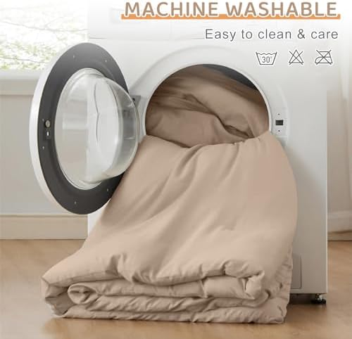 Sanracie Cotton King Comforter Set, Warm Taupe Colored Bedding Set