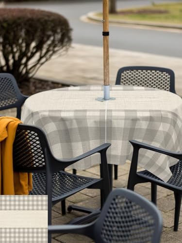 Gray Buffalo Check on Retro Linen Tablecloth 54x54 Inch,Waterproof