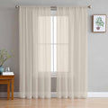 Ivory White Sheer Curtains 108 Inch Length 2 Panels Set, Solid Color