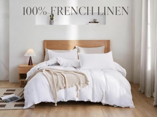 100% Linen Duvet Cover Set 3pcs Basic Style Natural French Washed Flax