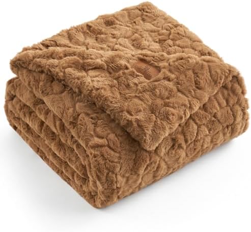 Cozy Bliss Faux Fur Throw Blanket for Couch, Fuzzy Soft Plush Thick