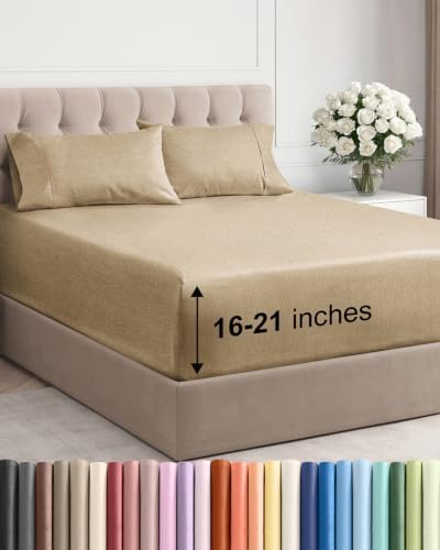 Extra Deep Pocket Full Sheet Set - Breathable & Cooling - Heathered