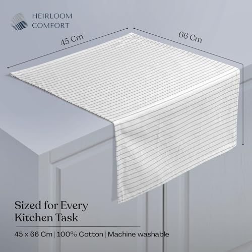 Ash Grey Striped Dish Towels 12 Pack, Ultra Absorbent, Classic Stripe