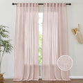 PONY DANCE Linen Textured Sheer Curtains, 52W x 96L, Dusty Blush, 2