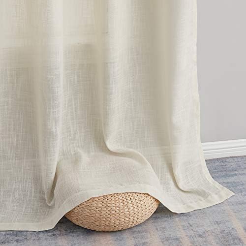 HLC.ME Abbey Faux Linen Textured Semi Sheer Privacy Light Filtering