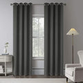 Charcoal Grey 100% Blackout Linen Curtains 96 Inches Long 2 Panels for