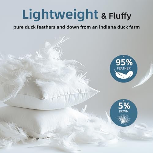 YSTHER Down Feather Throw Pillow Inserts 20x20 Set of 2 Firm Large
