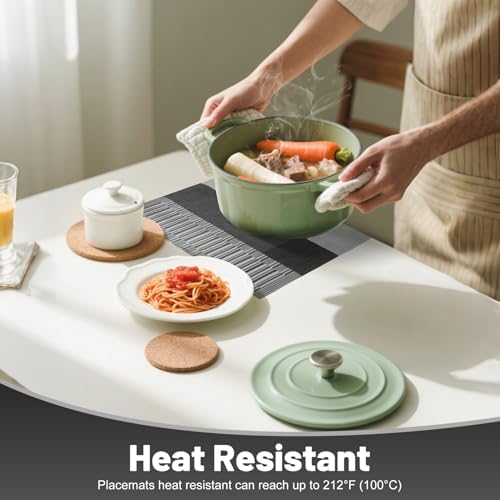 Placemats Set of 8,Non-Slip PVC Weave Table Mats Easy to Clean,Heat