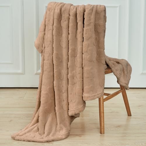 FY FIBER HOUSE Ultra Soft Fuzzy King Blanket, 90"x108", Khaki