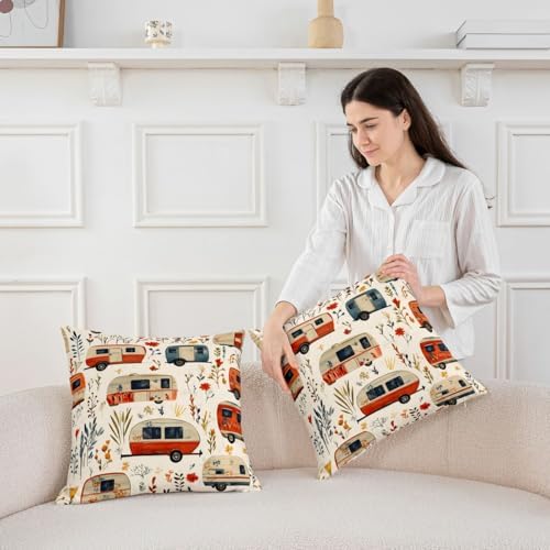 Erosebridal RV Camper Pillow Covers 18x18 Inch Set of 2 Retro Wood