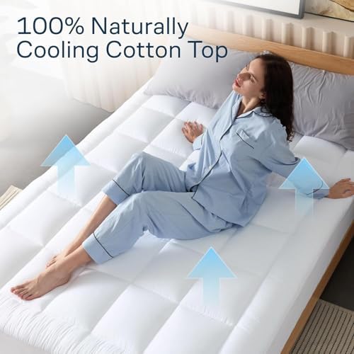 Niagara Sleep Solution 100% Cotton Top Queen Size Mattress Pad, Pillow