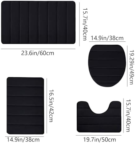 4-Piece Bathroom Rug Set - 2024 Soft Absorbent Memory Foam Mats