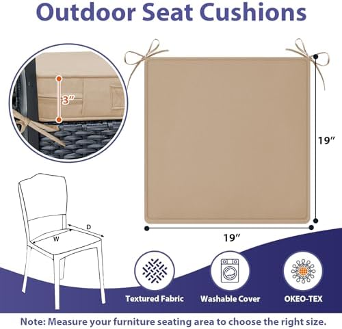IPYNBAP Outdoor Chair Cushions Set of 4 -Waterproof Outdoor Seat