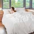 Shilucheng 100% Linen King Duvet Cover Set, White
