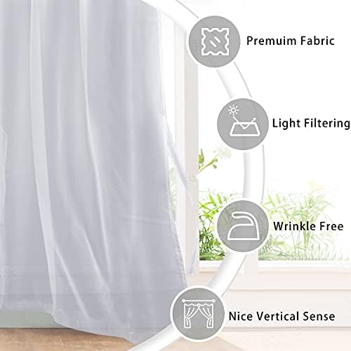 Hiasan Grey Sheer Curtains with Tiebacks, W42 x L63, 2 Panels