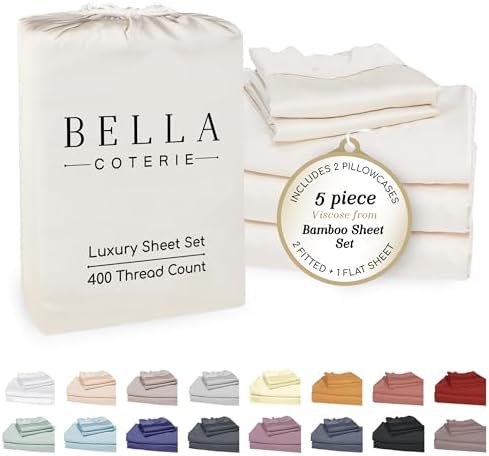 Bella Coterie Luxury Bamboo Viscose Split King Sheet Set, Organically