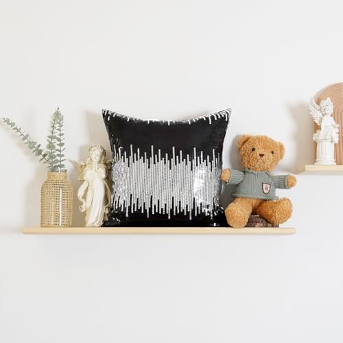 Eternal Beauty 2 Pcs Black & Silver Sequin Throw Pillow Covers 18x18