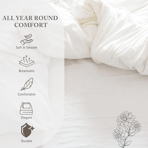 Queen Duvet Cover Set 1000 Series 100% Egyptian Cotton, 3PC, White