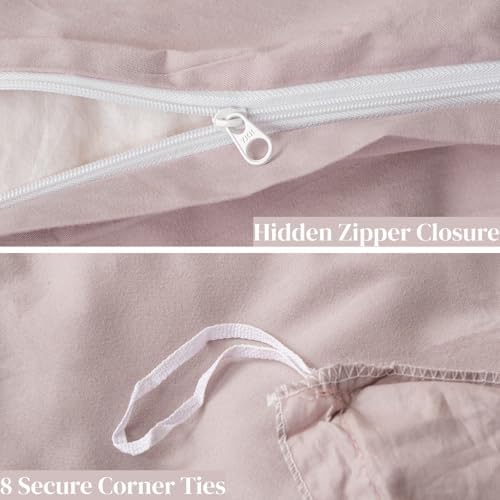 OAITE Duvet Cover Set 100% Washed Cotton Solid 3pcs